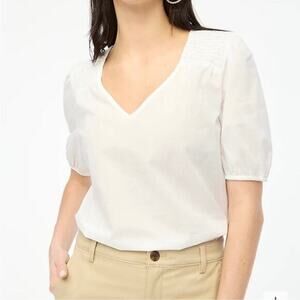 J. Crew Short Sleeve V-Neck Top in White Size Large